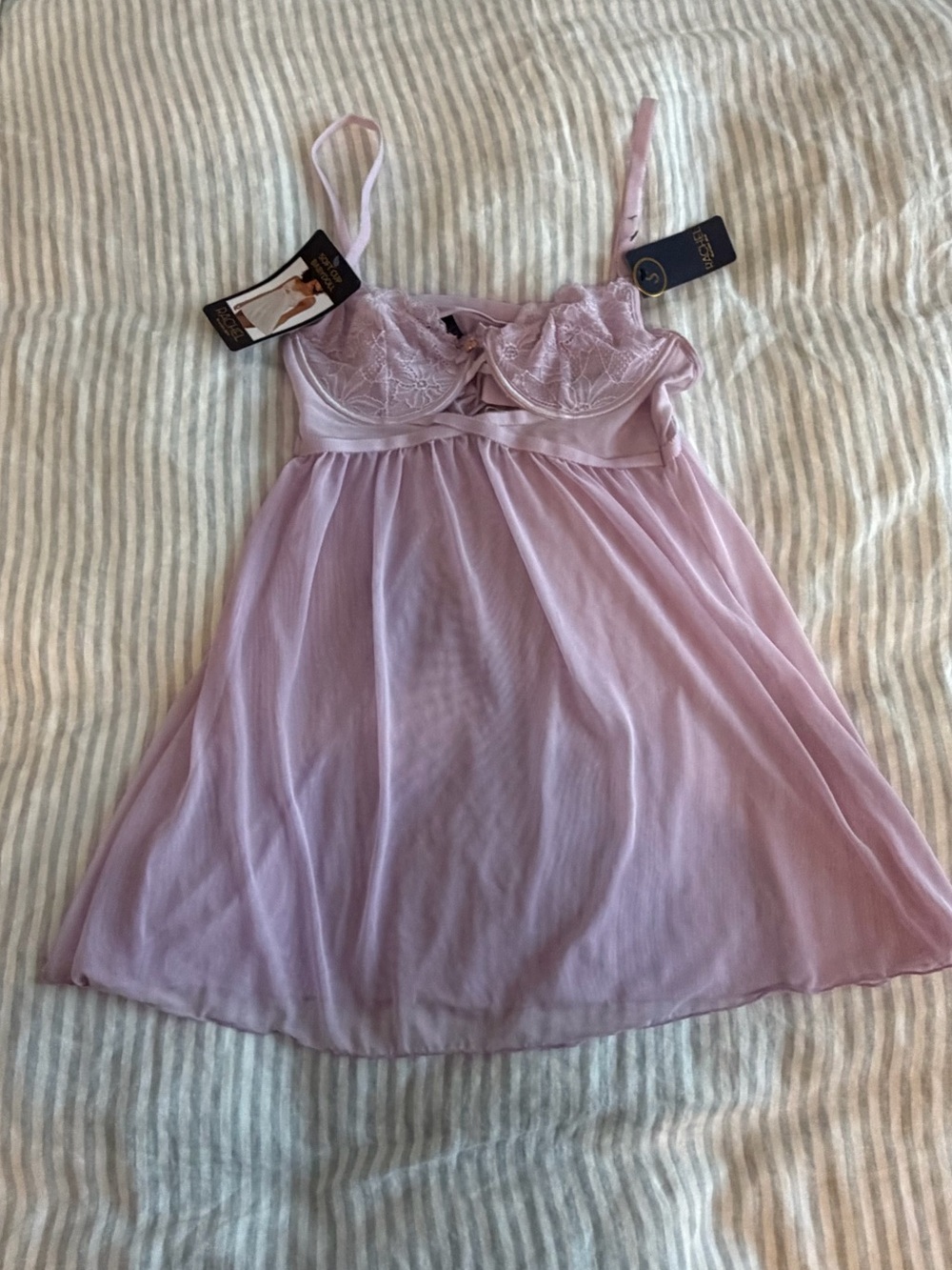 NWT Rachel Roy Lavender Babydoll Dress & Thong Set New